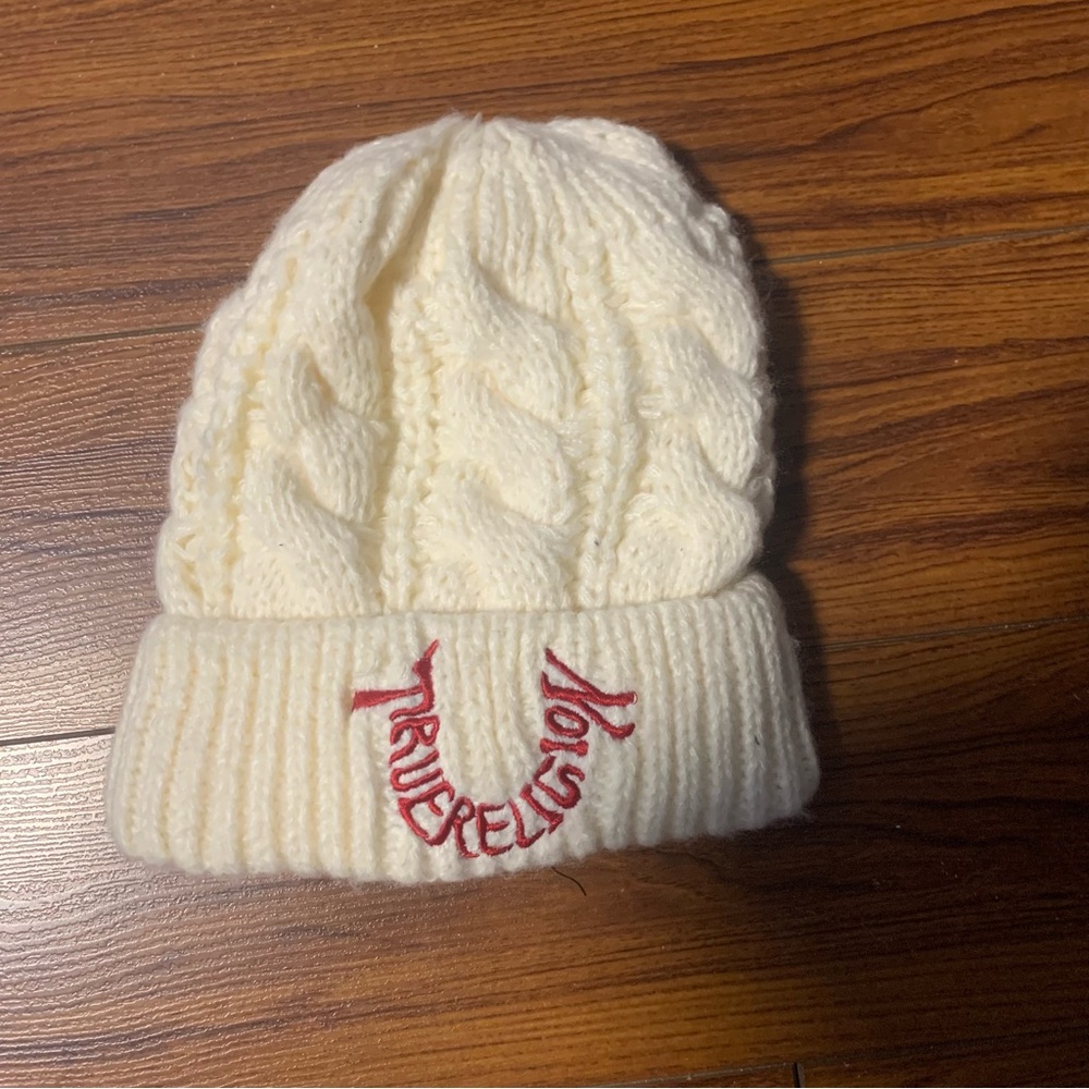 True Religion Cream Cable Knit Beanie